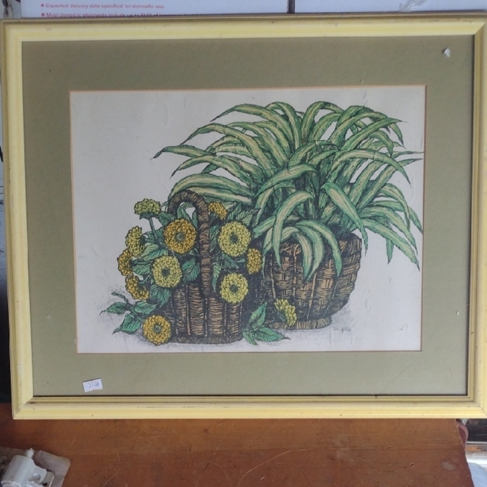 Framed Botanical Signed Art in Frame